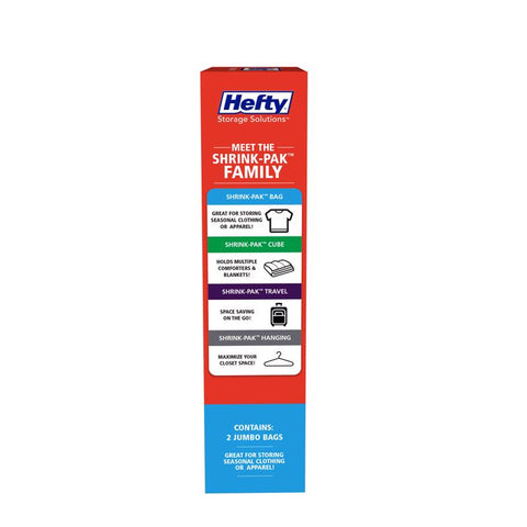 Hefty Shrink-Pak Clear Jumbo Vacuum Cube Storage Bags, Pack of 3