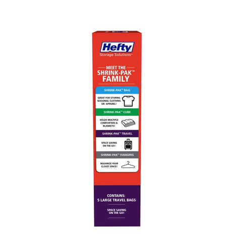 Hefty Shrink-Pak Clear Storage Bag, Pack of 3