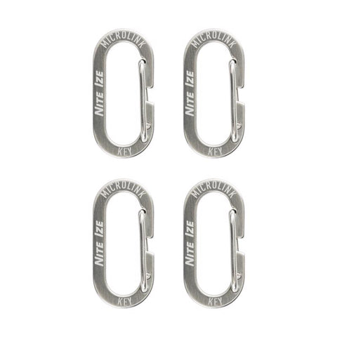 Nite Ize Micro Link Stainless Steel Silver Carabiner Key Chain, Pack of 4