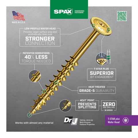 SPAX Multi-Material No. 8 in. X 2 in. L T-20+ Wafer Head Serrated Construction Screws