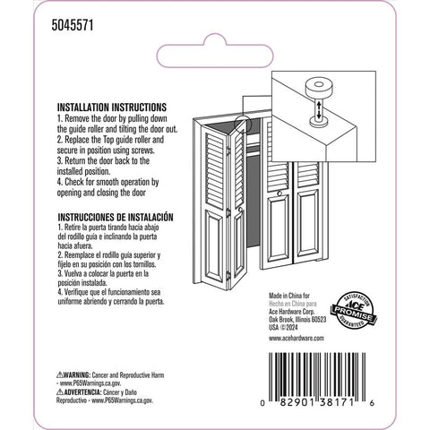 Ace Mill Silver Steel Bi-fold Door Wheel Guide 2 pc