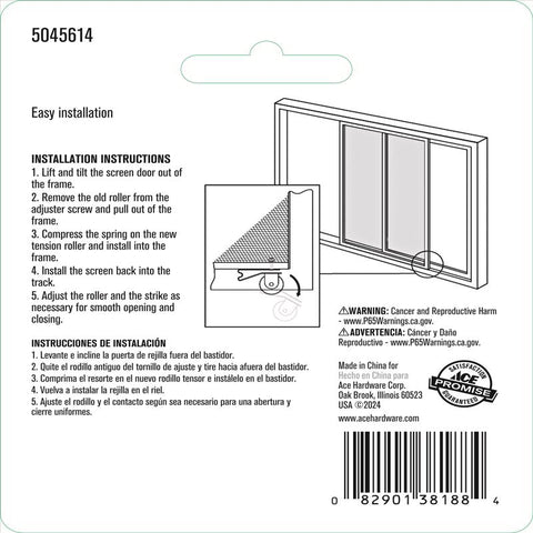 Ace Plastic/Steel Screen Door Roller Assembly 2 pk