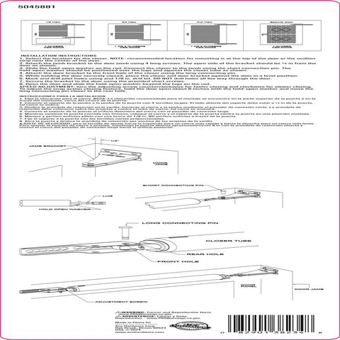 Ace White Steel Pneumatic Screen/Storm Door Closer