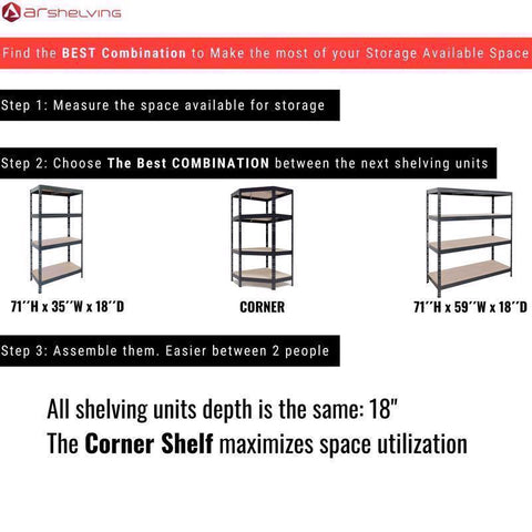 Ar Shelving Garage Corner 71 in. H X 35 in. W X 18 in. D Metal Shelving Unit