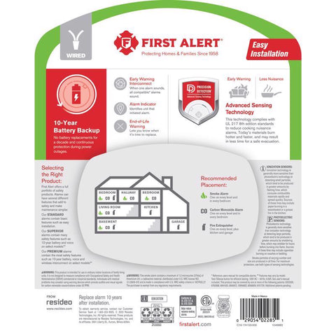 First Alert 10 Year Back Up Hard-Wired w/Battery Back-Up Ionization Smoke and Carbon Monoxide Detect