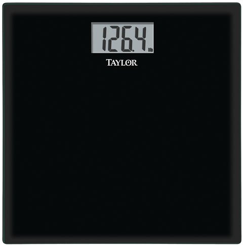 Taylor 75584192B Bathroom Scale, 400 lb Capacity, LCD Display, Black, 13.63 in OAW, 13.63 in OAD, 1.94 in OAH