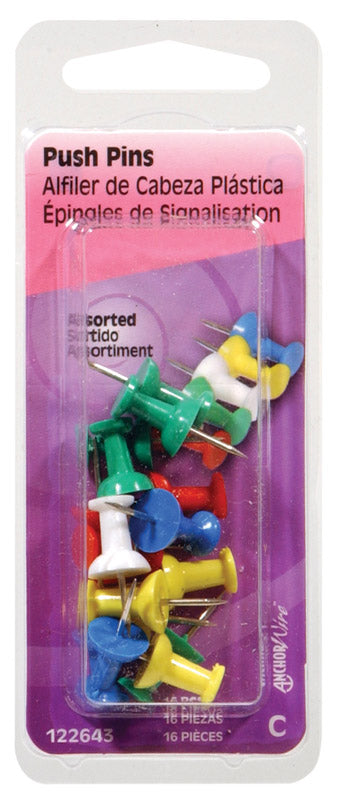 Hillman 16 oz. 0.375 in. L Plastic Push Pins