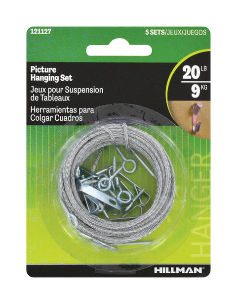Hillman AnchorWire 20 lb. Steel Standard Picture Hanging Set 5 pk