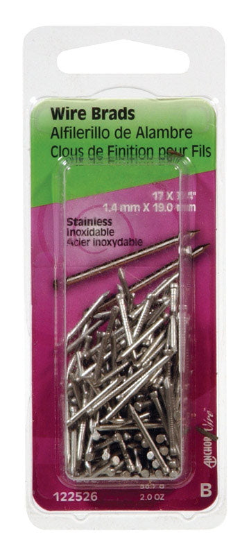 Hillman 17 Ga. 3/4 in. L Stainless Steel Brad 2 oz.