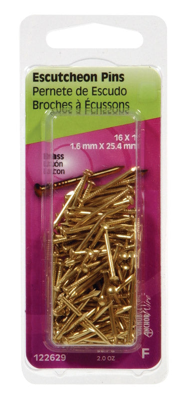 Hillman 16 Ga. 1 in. L Brass Escutcheon Pin 2 oz.