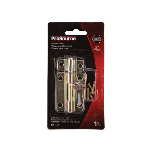 ProSource 20485CZB-PS Barrel Bolt, 0.31 Dia in Bolt Head, 3 in L Bolt, Steel, Satin Brass