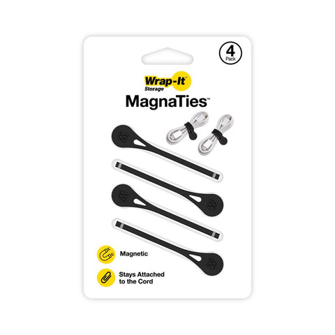 Wrap-It MagnaTies 0.33 in. L Black Silicone Cord Organizer, Pack of 6