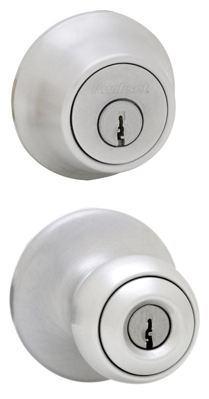 Kwikset Tylo Entry Lockset Satin Chrome Steel 3 Grade Left Handed, Right Handed