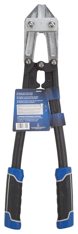 Vulcan JL-WD-0618 Bolt Cutter, 6 mm Cutting Capacity, Chrome-Molybdenum Steel Jaw, 18 in OAL, Black/Blue Handle