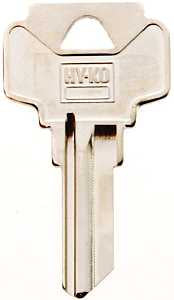 Hy-Ko 11010DE1 Key Blank, Brass, Nickel, For: Dexter Cabinet, House Locks and Padlocks, Pack of 10