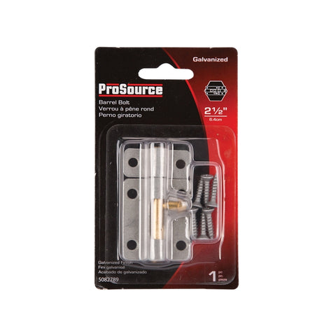 ProSource 20470MGS-PS Barrel Bolt, 0.31 Dia in Bolt Head, 2-1/2 in L Bolt, Brass Pin/Steel, Galvanized