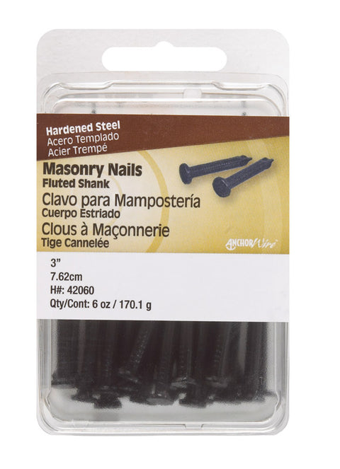 Hillman Flat 3 in. L Masonry Nail Fluted Steel 6 oz.