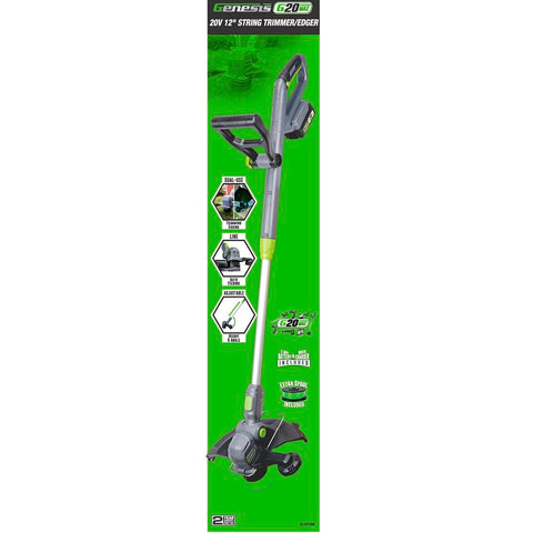 Genesis GLGST20B String Trimmer, Battery Included, 2 Ah, 20 V, Lithium-Ion, Adjustable Handle