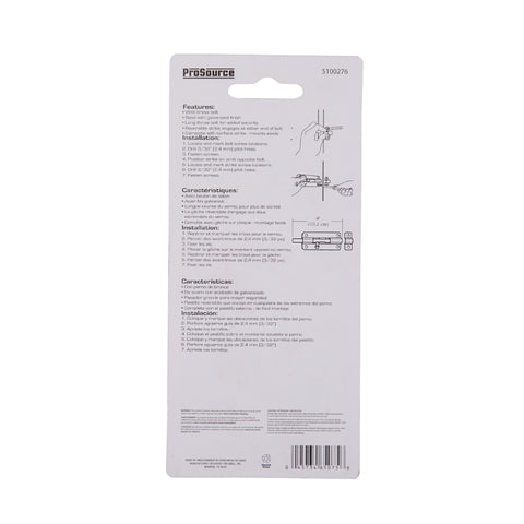 ProSource 20473MGS-PS Barrel Bolt, 0.31 Dia in Bolt Head, 4 in L Bolt, Brass Pin/Steel, Galvanized Zinc Plated