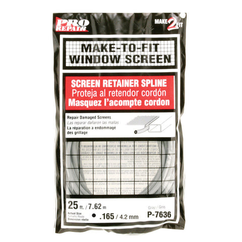 Prime-Line Window and Screen Door Frames Screen Spline 3/16 in. W x 25 in. L Gray Vinyl