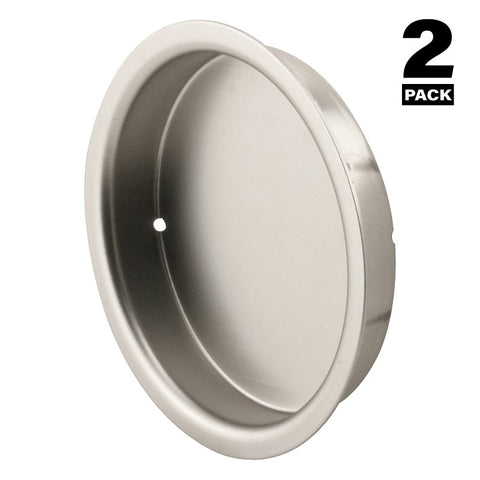 Prime-Line N 7206 Door Pull, 2 in Dia, 5/16 in D, Steel, Satin Nickel