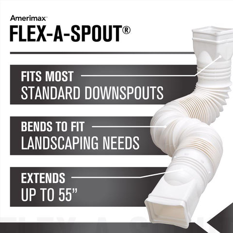 Amerimax Flex-A-Spout 4.5 in. H X 4.5 in. W X 55 in. L White Vinyl Downspout Extension