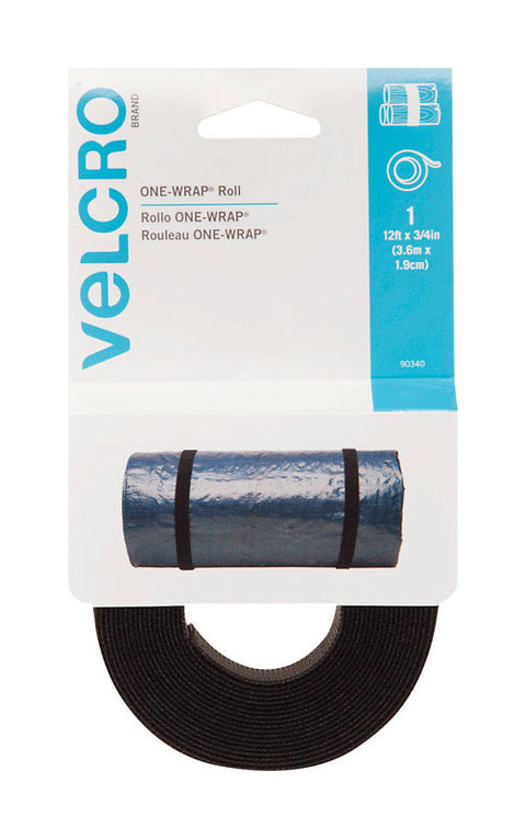 Velcro One-Wrap Strap 12 ft. L x 3/4 in. W Black