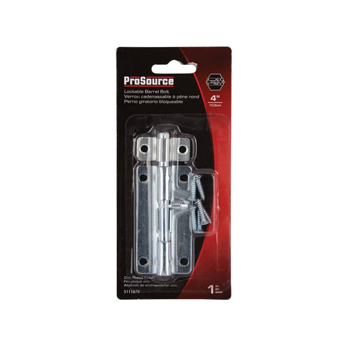 ProSource BH-103-PS Lockable Barrel Bolt, 0.31 Dia in Bolt Head, 4 in L Bolt, Steel, Zinc