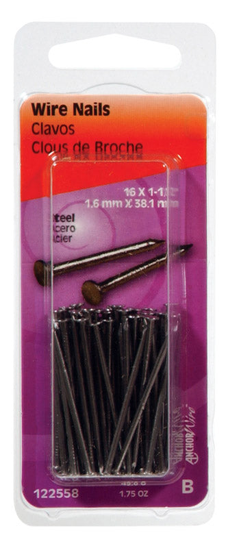 Hillman Flat 1-1/2 in. L Wire Nail Smooth Steel 16 Ga. 1.8 oz.