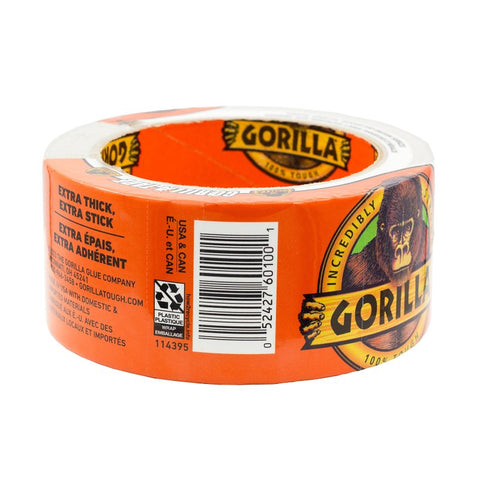 Gorilla 6010002 Duct Tape, 10 yd L, 1.88 in W, Polyethylene-Coated Cloth Backing, White