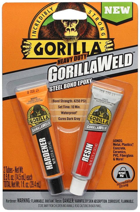 Gorilla 4330101 Steel Bond Epoxy, Black/Off-White, Liquid, 1 oz Tube