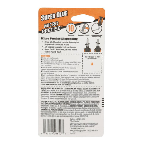Gorilla 6770002 Super Glue, Liquid, Irritating, Clear, 0.17 oz Bottle