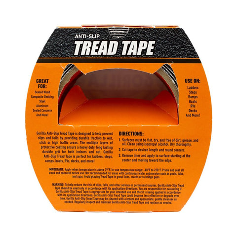 Gorilla 115944 Anti-Slip Tape, 10 ft L, 2 in W, Cloth Backing, Black, ADA Compliant