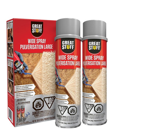 Great Stuff 12115891 Wide Spray Insulation Foam Sealant, 2-PK, Clear Amber, 18 oz Can
