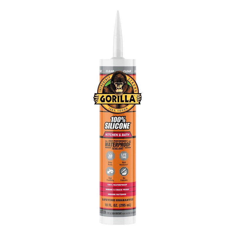 Gorilla 117386 Kitchen and Bath Sealant, Clear, 24 hr Curing, >40 deg ...