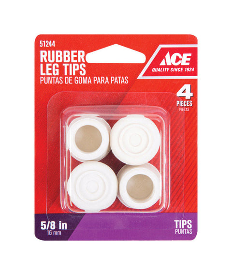 Ace Rubber Round Leg Tip Off-White 5/8 in. W 4 pk