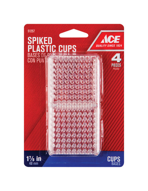 Ace Plastic Square Spiked Caster Cup Clear 1-7/8 in. W x 1-7/8 in. L 4 pk