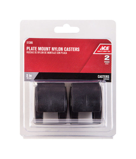 Ace 2 in. Dia. Swivel Gray Twin Wheel Caster with Plate 75 lb. 2 pk