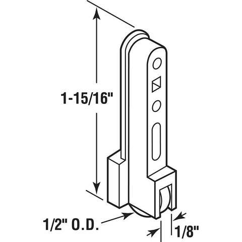 Prime-Line G 3003 Roller Assembly, 1-15/16 in L, Nylon/Plastic, White