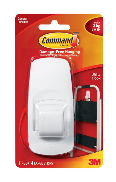 3M Command Jumbo Utility Hook 4-1/4 in. L Plastic 7-1/2 lb. 1 pk