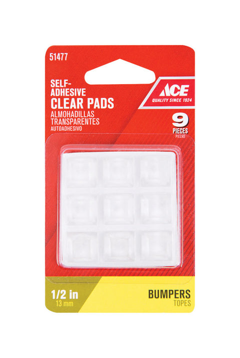 Ace Vinyl Square Bumper Pads Clear 1/2 in. W x 1/2 in. L 9 pk