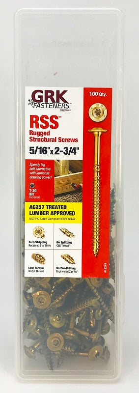 Grk Reverse Thread GRK Fasteners RSS 12219 Structural Screw, 5/16 in Thread, 2-3/4 in L ...