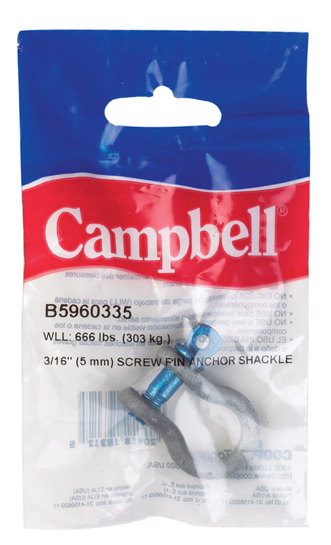Campbell Chain Galvanized Forged Carbon Steel Anchor Shackle Silver 1/3 ton 1 pk