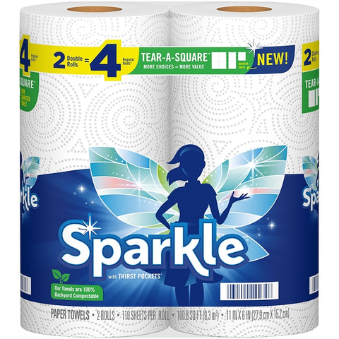 Sparkle 22272 Paper Towel, 9-1/4 ft L, 4.8 in W, 2-Ply