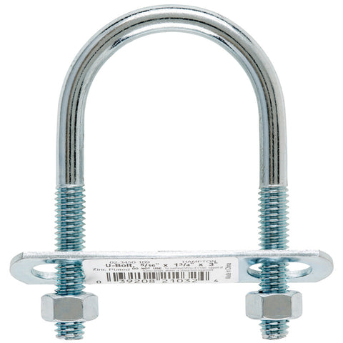 Hampton 5/16 in. X 1-3/4 in. W X 3 in. L Coarse Zinc-Plated Steel U-Bolt, Pack of 10