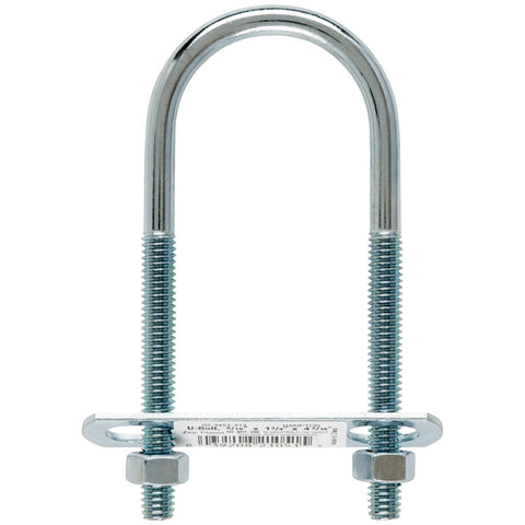 Hampton 5/16 in. X 1-3/4 in. W X 4-3/16 in. L Coarse Zinc-Plated Steel U-Bolt, Pack of 10