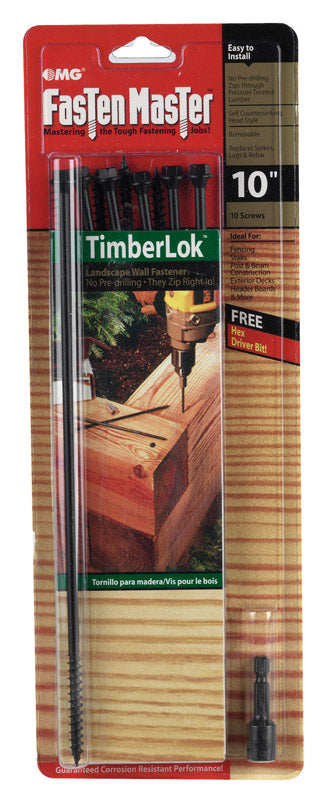 FastenMaster TimberLok Wood Screws Hex Coarse No. 10 10 in. L Epoxy Black