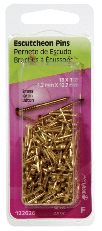 Hillman 16 Ga. 5/8 in. L Brass Escutcheon Pin 2 oz.