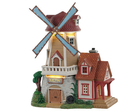 LIC LTD 05637 Olde Stone Mill with 4.5V Adapter, Harvest Crossing, Porcelain, Pack of 4