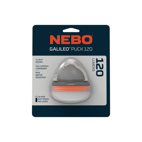 Nebo Galileo Puck 120 Series NEB-LTN-1010 Lantern, LED Lamp, Warm White Glow, ABS, Orange/Storm Gray